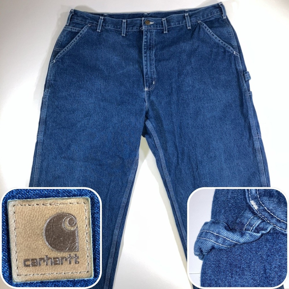 Carhartt B13 DST Carpenter Jeans Men 44x30 Original Dungaree Fit Blue Denim